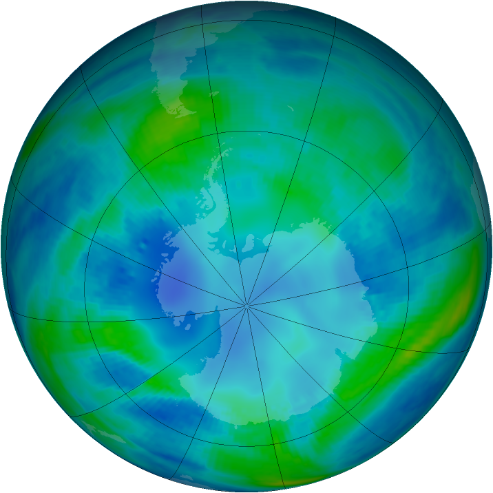 Antarctic ozone map for 28 April 2000
